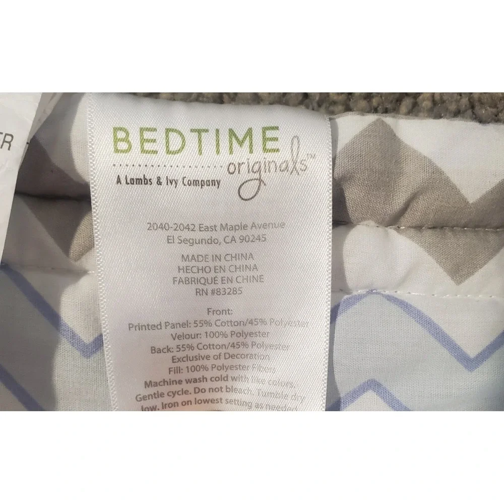 Lambs & Ivy Bedtime Originals  Baby Quilt Comforter Blue Gray Monkey Owl Bird